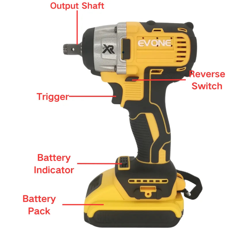 18V 21VLithium Tool Li-ion Battery Brushless Electric High Torque Cordless Impact Wrench Set Power Tools