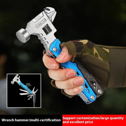 18-in-1 Stainless Steel Powerful Multi-Functional Camping Gear Outdoor Folding Safety Hammer for DIY OEM Customizable