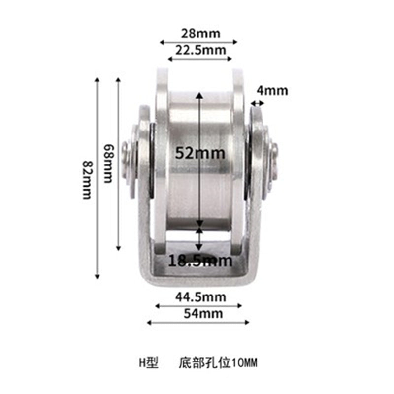 304不锈钢滑轮钢丝绳牵引定滑轮V型U型槽方管轨道轮起重吊滑轮